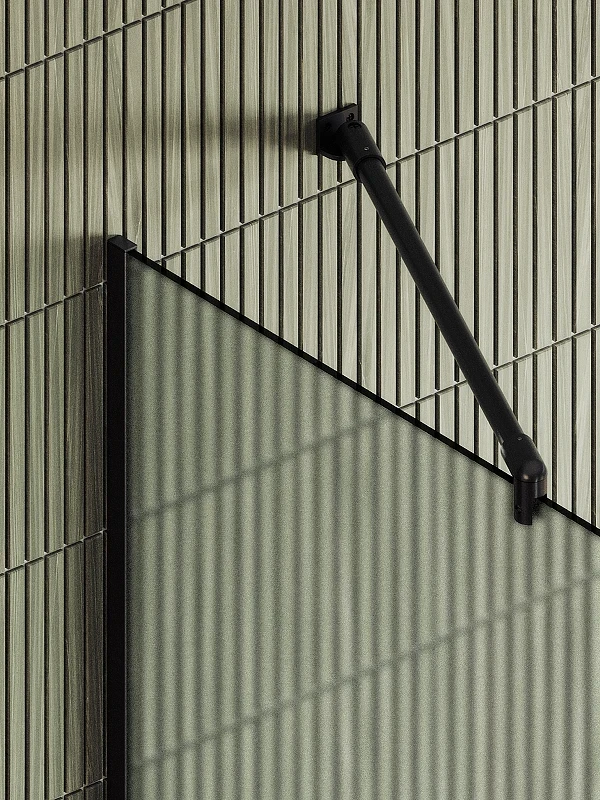 Душевая перегородка Maybah Glass MGD-737-6у 890x1950 в узком профиле Черный стекло сатиновое