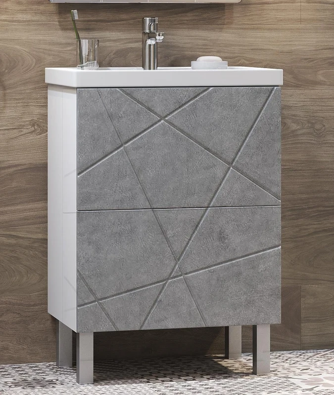 Тумба с раковиной Vigo Geometry 50 tn.GEO.FOS.50.2Y бетон-com цвет Бетон Белый