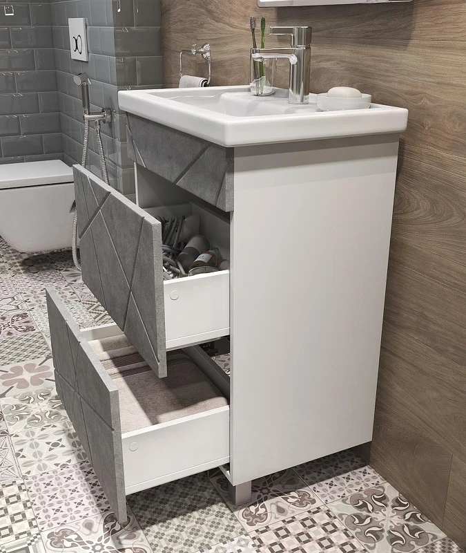 Тумба с раковиной Vigo Geometry 50 tn.GEO.FOS.50.2Y бетон-com цвет Бетон Белый