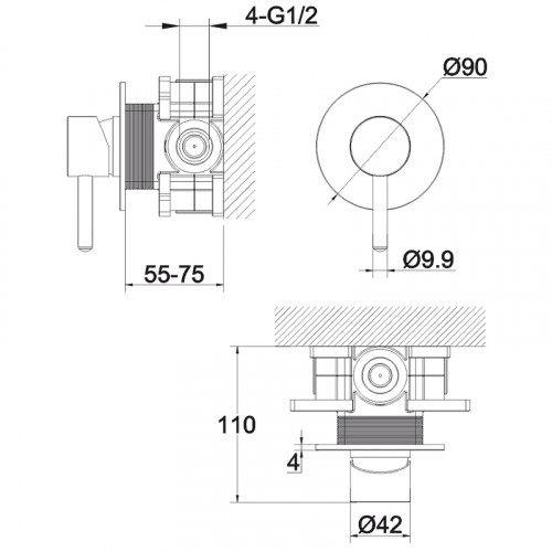 Смеситель для душа Whitecross Y gold Y1245GL Золото латунь встраиваемый