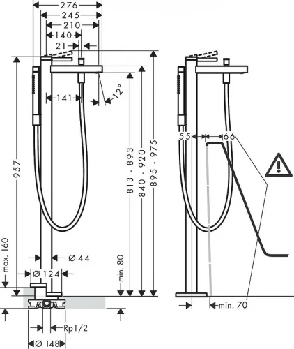 Смеситель для ванны Hansgrohe Finoris 76445670 Черный матовый