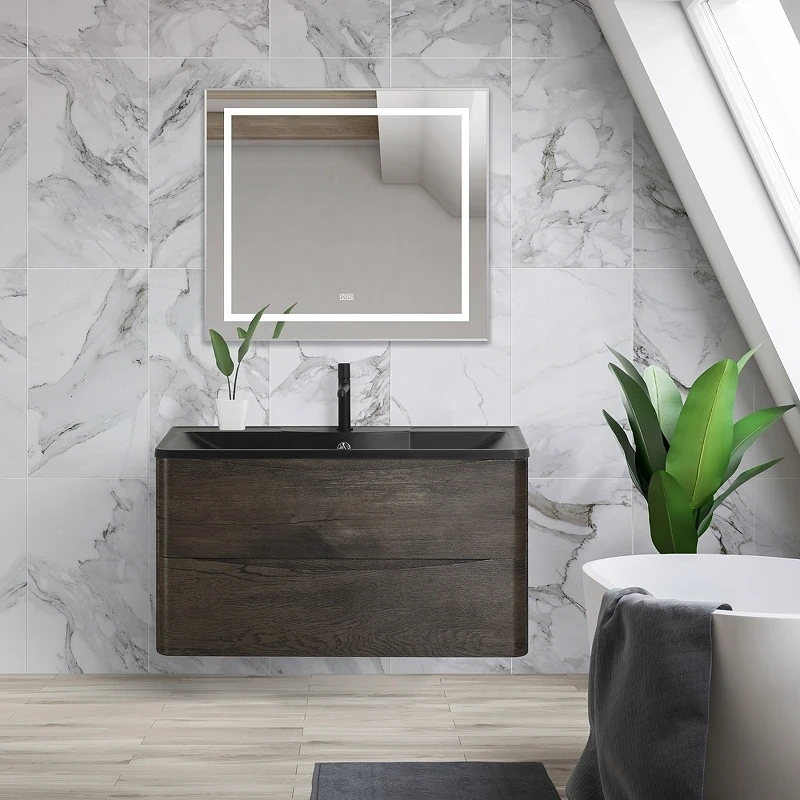 Зеркало BelBagno Kraft 88.5 SPC-KRAFT-885-785-TCH-WARM с подсветкой с подогревом Сатин с сенсорным выключателем стекло