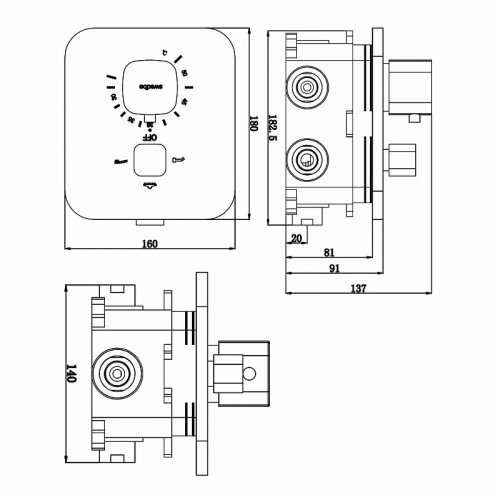 Смеситель для душа Swedbe Platta 9032B с термостатом Черный матовый латунь встраиваемый