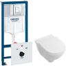 Комплект унитаза Villeroy&Boch O Novo 5660H101 с инсталляцией Grohe Rapid SL 38775001 с сиденьем Микролифт и клавишей смыва Хром