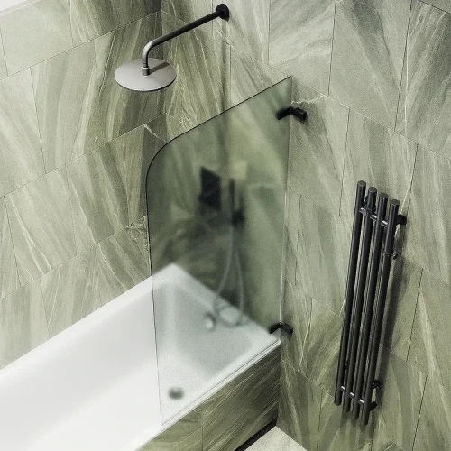 Шторка для ванны Maybah Glass MGV-648-6 405х1400 поворотная на петлях Черный стекло сатиновое