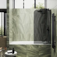 Шторка для ванны Maybah Glass MGV-918-6 990х1400 поворотная с добором Черный стекло графитовое