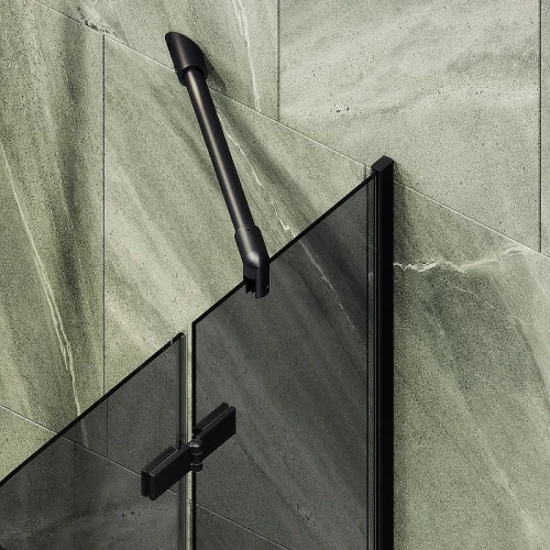 Шторка для ванны Maybah Glass MGV-918-6 990х1400 поворотная с добором Черный стекло графитовое