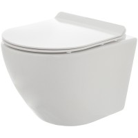 Комплект унитаза AQUAme AQM2002 с инсталляцией WellWant Standart 50 WWISI1110B с сиденьем Микролифт и клавишей смыва Хром глянцевый фаянс подвесной