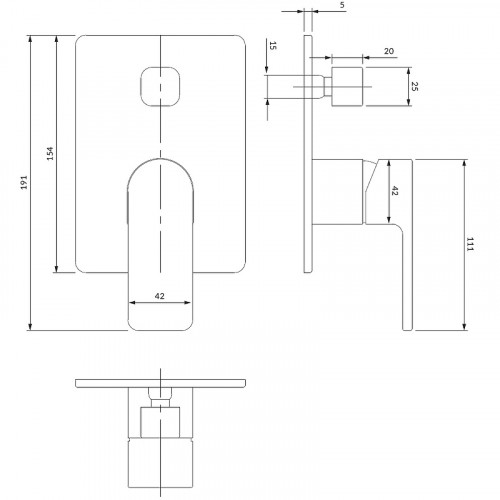 Смеситель для душа Omnires Baretti BA7835BL Черный матовый латунь встраиваемый