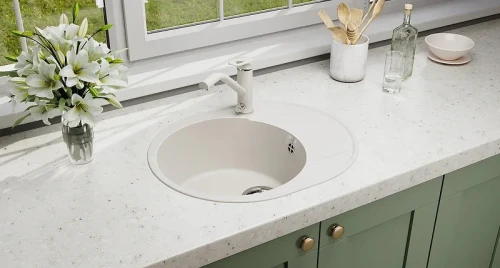 Кухонная мойка Ulgran Quartz Nora 585-01 Жасмин искусственный камень (литьевой мрамор) встраиваемый