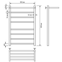 Водяной полотенцесушитель Comfysan Luce W-8 80x50 015480 с полкой Хром