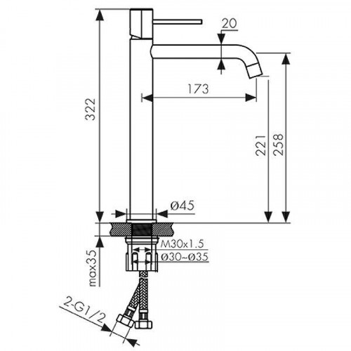 Смеситель для раковины Kaiser Vita 43311-3 Шлифованное золото