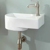 Раковина CeramaLux 41 9273L L белая фаянс подвесная