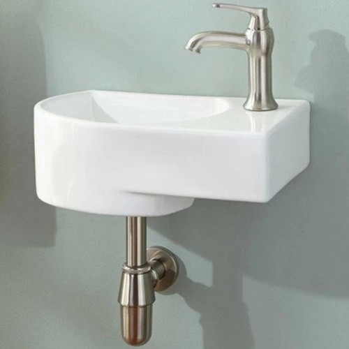 Раковина CeramaLux 41 9273L L белая фаянс подвесная