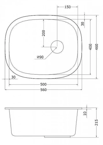 Кухонная мойка Emar Quartz 56 EMQ-1560.P цвет Оникс