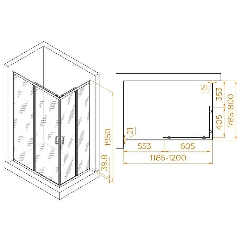 Душевой уголок RGW Passage PA-040B 120x80 3508104082-24 профиль Черный стекло матовое-сатинат