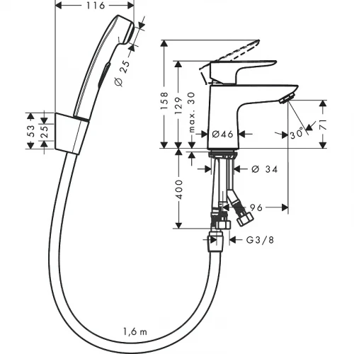 Смеситель для раковины Hansgrohe Talis E 71729000 Хром латунь