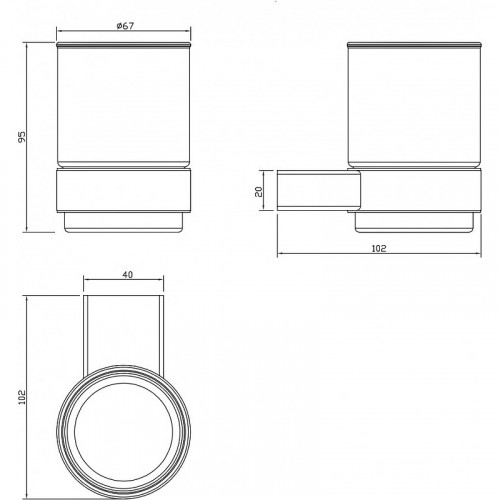 Стакан для зубных щеток Milacio Ultra MCU.961.MB Черный матовый