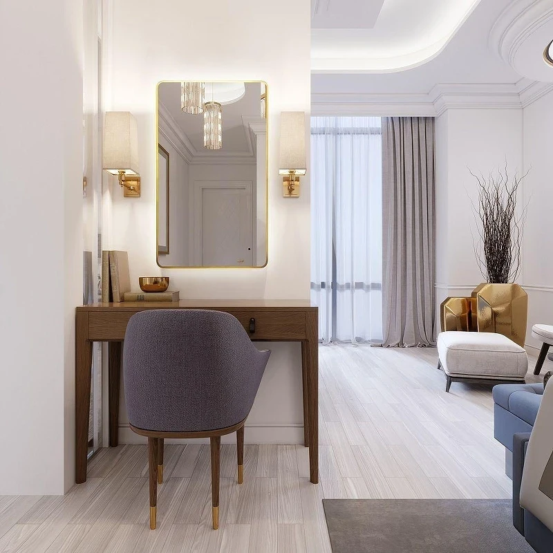 Зеркало Art&Max Siena S 60 AM-SieS-600-1000-DS-F-Gold с подсветкой цвет Золото с бесконтактным выключателем