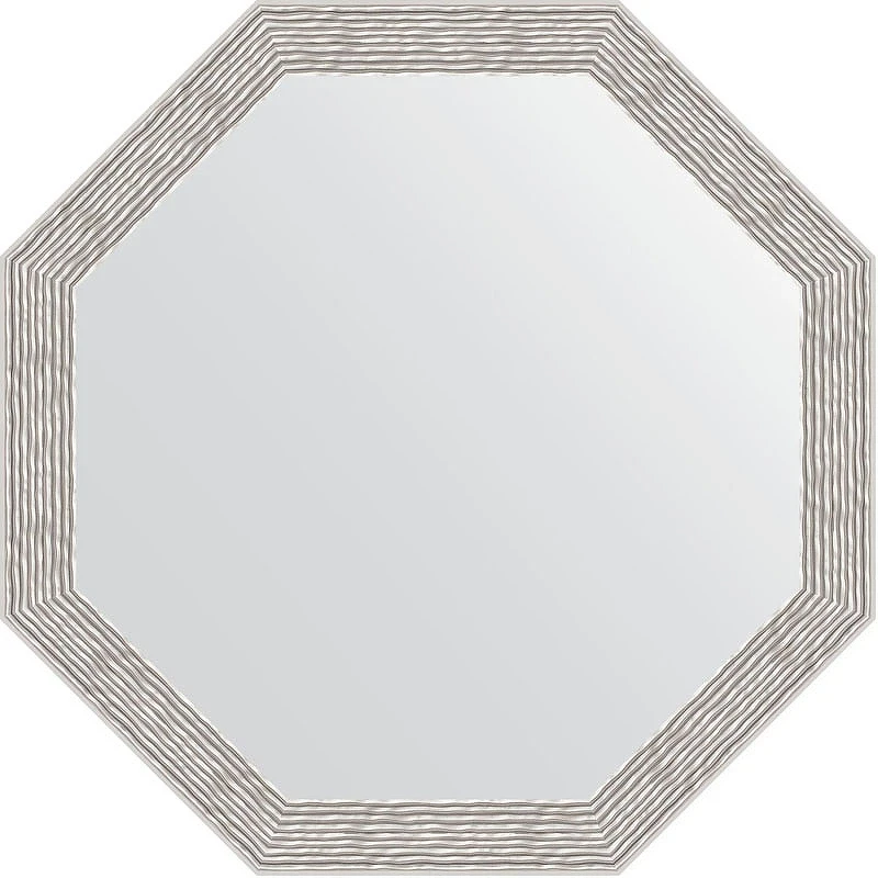 Зеркало Evoform Octagon 53х53 BY 3959 в багетной раме - Волна алюминий 46 мм