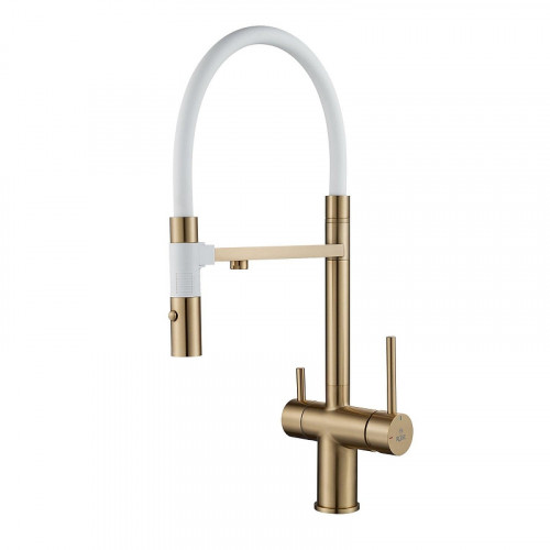 Смеситель для кухни Rose R958G цвет Золотой сатин Черный