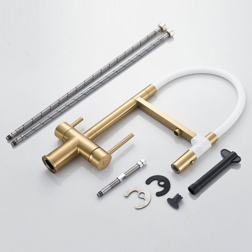 Смеситель для кухни Rose R958G цвет Золотой сатин Черный