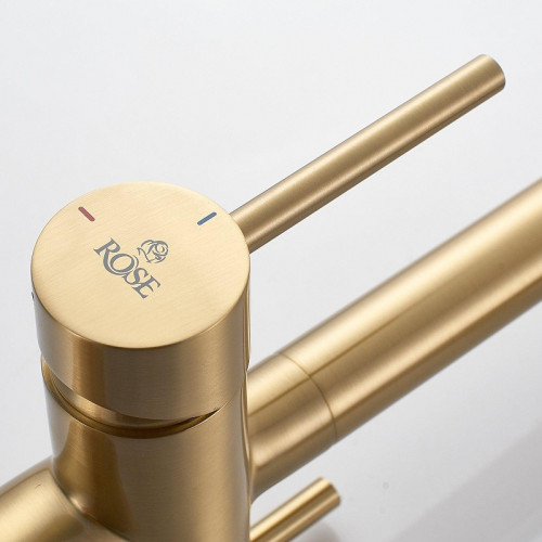 Смеситель для кухни Rose R958G цвет Золотой сатин Черный