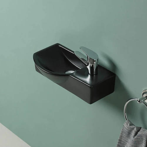 Раковина WeltWasser Aisbach 7940 MT-BL R 40 10000008689 Черная матовая фаянс подвесная