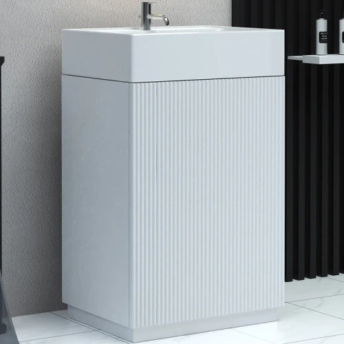 Тумба с раковиной SanVit Рольф мини 59 krolfmini3d Белая глянцевая МДФ / ЛДСП
