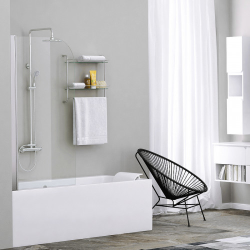 Шторка на ванну WasserKRAFT Leine 80 35P01-80 профиль Хром стекло прозрачное