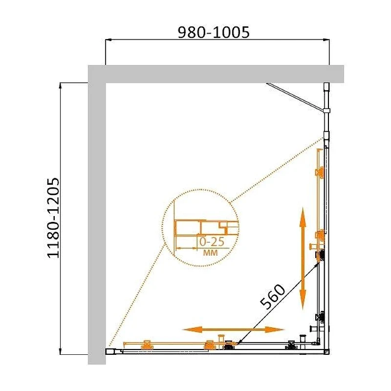 Душевой уголок Cezares Molveno 120x100 MOLVENO-AH-21-100+20-C-GM-IV профиль Оружейная сталь стекло прозрачное