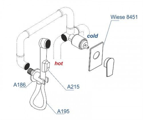 Гигиенический душ со смесителем WasserKRAFT Wiese 8400 A8451.186.239.215 цвет Оружейная сталь