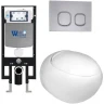 Комплект унитаза с инсталляцией WeltWasser AMBERG 497 + JECKENBACH 004 GL-WT + AMBERG RD-CR 10000006624 цвет Белый глянцевый с сиденьем Микролифт и клавишей смыва цвет Хром