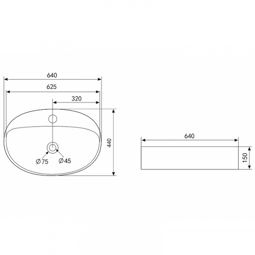 Раковина Abber Bequem 64 AC2112MW Белая матовая фаянс накладная