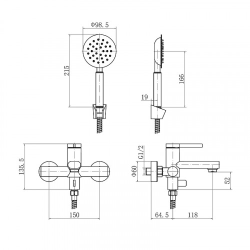 Смеситель для ванны Fashun A53030 цвет Сатин