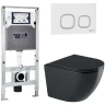 Комплект унитаза с инсталляцией WeltWasser AMBERG 506 ST + MERZBACH 041 XL MT-BL + AMBERG RD-WT 10000010946 цвет Черный матовый с сиденьем Микролифт и клавишей смыва цвет Белый
