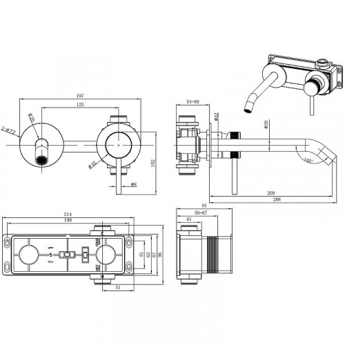 Смеситель для раковины Allen Brau Priority 5.31A03-MG Графит брашированный латунь встраиваемый