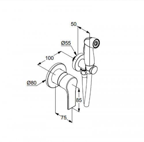 Гигиенический душ со смесителем Kludi Zenta SL 489990565 Хром латунь на стену