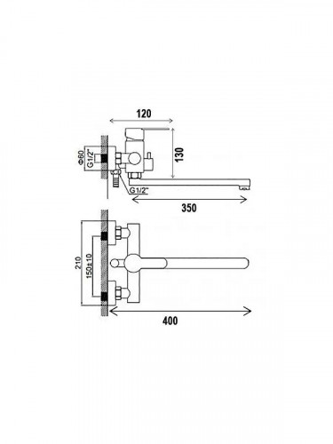 Смеситель для ванны Wisent W22105 универсальный цвет Хром