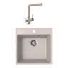 Кухонная мойка Ulgran Quartz Forte 505-10 Песок со смесителем Florentina Арес 333.19H.2123.107 Песочный
