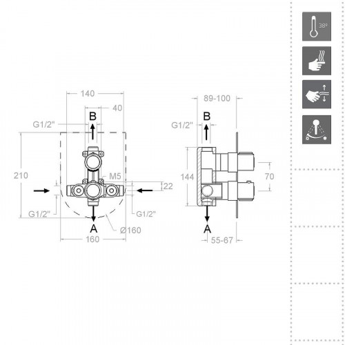 Смеситель для душа Ramonsoler Urban Chic 218712S с термостатом Хром