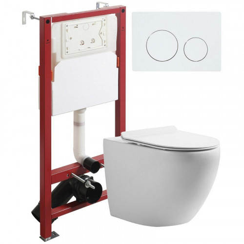 Комплект унитаза с инсталляцией Orange CI07-100W+APB188 с сиденьем Микролифт и Белой глянцевой клавишей смыва
