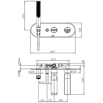 Смеситель для ванны Bossini Apice Z00555.045 Белый матовый латунь встраиваемый