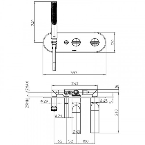 Смеситель для ванны Bossini Apice Z00555.045 Белый матовый латунь встраиваемый