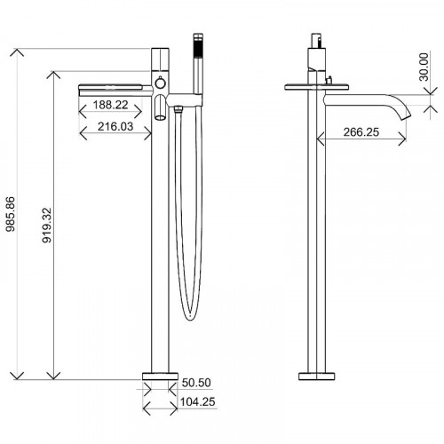 Смеситель для ванны Boheme Stick 129-GM.2 Оружейная сталь латунь на пол