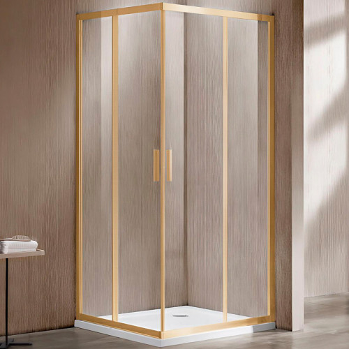 Душевой уголок Vincea Garda 120x100 VSS-1G1012CLG профиль Брашированное золото стекло прозрачное