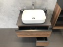 Тумба с раковиной Comforty Штутгарт 75 00-00001884 подвесная Дуб темно-коричневый Черная столешница МДФ / ЛДСП