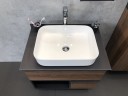 Тумба с раковиной Comforty Штутгарт 75 00-00001884 подвесная Дуб темно-коричневый Черная столешница МДФ / ЛДСП