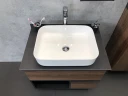 Тумба с раковиной Comforty Штутгарт 75 00-00001884 подвесная Дуб темно-коричневый Черная столешница МДФ / ЛДСП