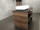 Тумба с раковиной Comforty Штутгарт 75 00-00001884 подвесная Дуб темно-коричневый Черная столешница МДФ / ЛДСП